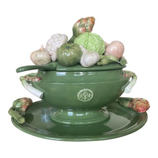 1960s Fitz and Floyd Giardino Faience Tureen Ladle and Platter Signature Series Limited Edition of 1200 For Sale