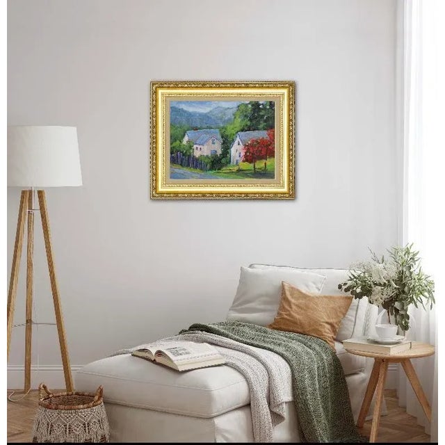 Wood Roses on Barn, Modern Impressionist Oil Painting For Sale - Image 7 of 12
