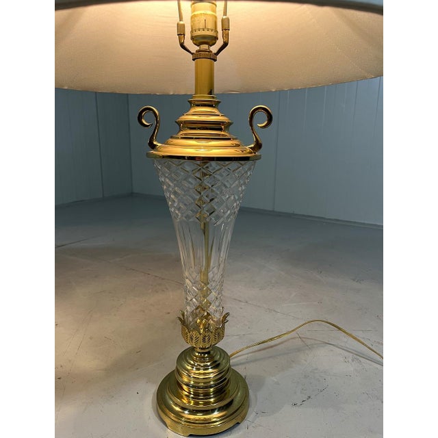 Large Crystal and Brass Table Lamps, 1960s, Set of 2 For Sale - Image 9 of 18
