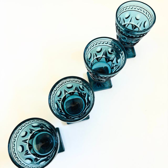 Blue Vintage Blue Wine Goblets - "Park Lane" by Colony - Set of 4, 1970s For Sale - Image 8 of 8