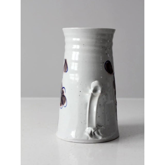 White Vintage Studio Pottery Pitcher For Sale - Image 8 of 13
