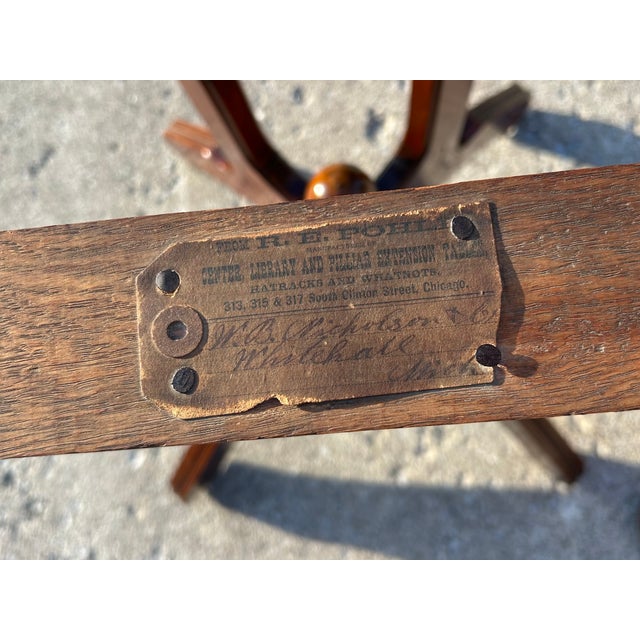 Early 20th Century Walnut Pedestal Table With Marble Top - r.e. Pohl of Chicago For Sale - Image 12 of 12