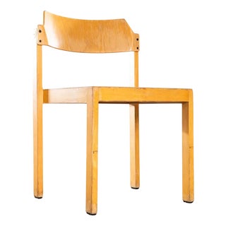 1960s Wide Clean Stacking Blonde Dining Chairs For Sale