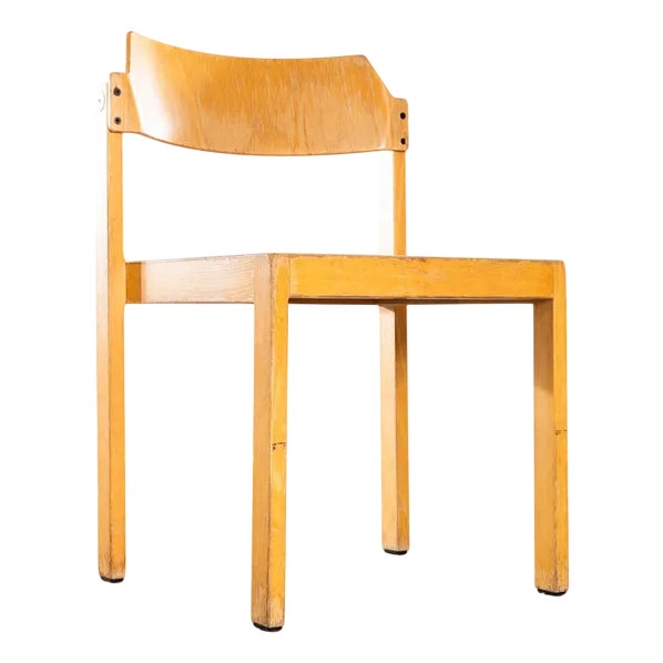 1960s Wide Clean Stacking Blonde Dining Chairs For Sale