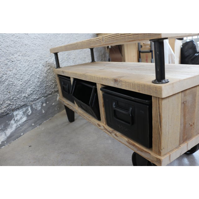 Vintage Industrial TV Table For Sale - Image 6 of 8