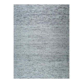 10x14 Gray Hand-Knotted Silk Subtle Textured Field Solid Open Modern Carpet Rug For Sale