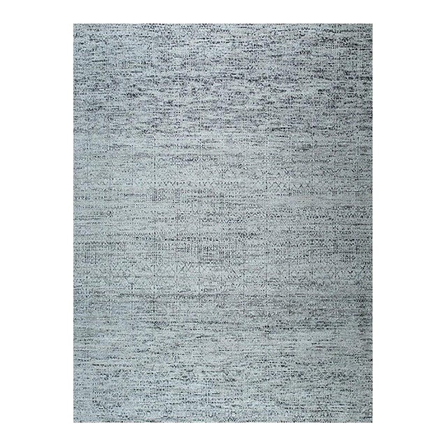 10x14 Gray Hand-Knotted Silk Subtle Textured Field Solid Open Modern Carpet Rug For Sale