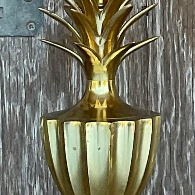 Vintage Regency Petite Brass Pineapple Lamp For Sale - Image 12 of 14