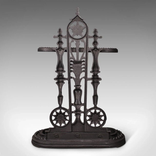1940s Vintage Art Deco English Iron Decorative Stick Stand For Sale - Image 6 of 11