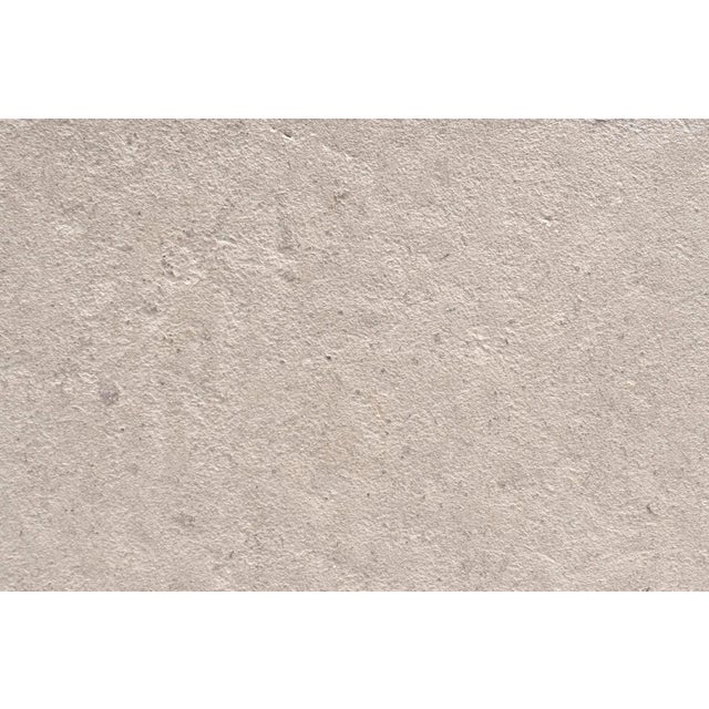 Late 20th Century Flared Leg Console Weathered Limestone on Patinated Steel Base For Sale In Dallas - Image 6 of 8