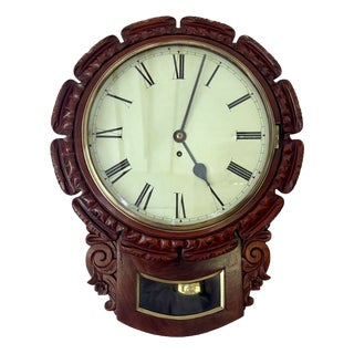 Antique Mahogany Drop Dial Wall Clock, 1860 For Sale
