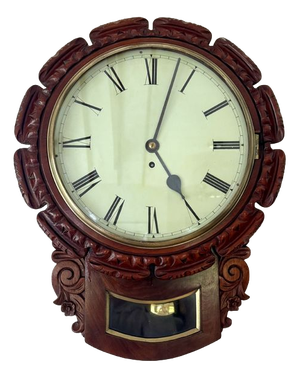 Antique Mahogany Drop Dial Wall Clock, 1860