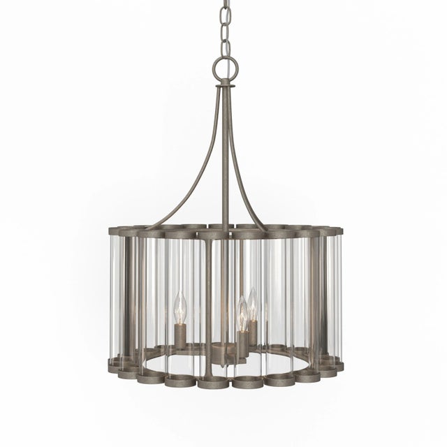 Metal Bridgewater 3-Light Glass Statement Chandelier For Sale - Image 7 of 9