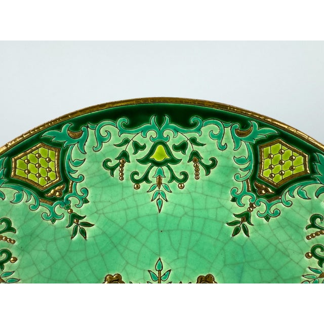 Longwy Large Vintage Longwy Raised Enamel Plate by m.p. Chevallier, Chevreuse Décor, C. 1952 For Sale - Image 4 of 16