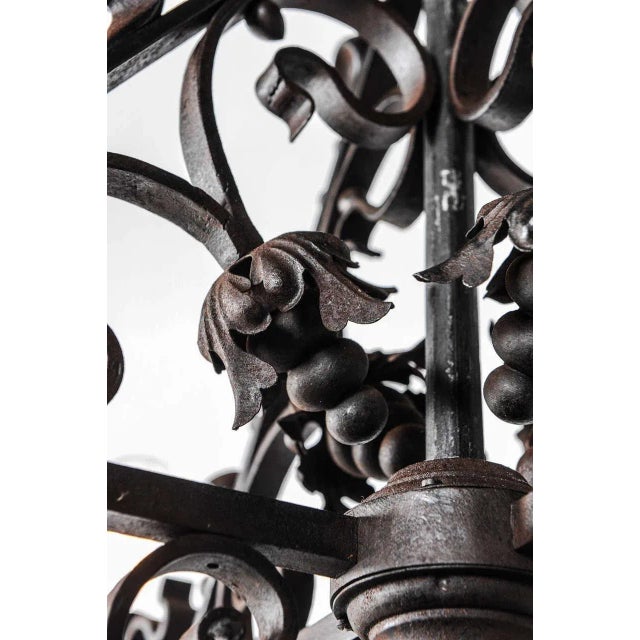 Black Early 20th Century Wrought Iron Church Chandelier, 1890s For Sale - Image 8 of 11
