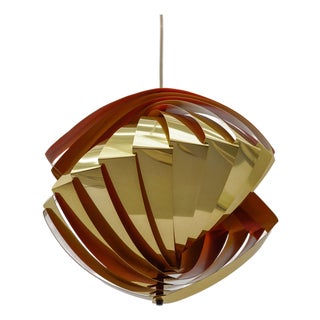 Danish Conch Pendant Lamp in Glass and Metal by Louis Weisdorf for Lyfa, Denmark, 1960s For Sale