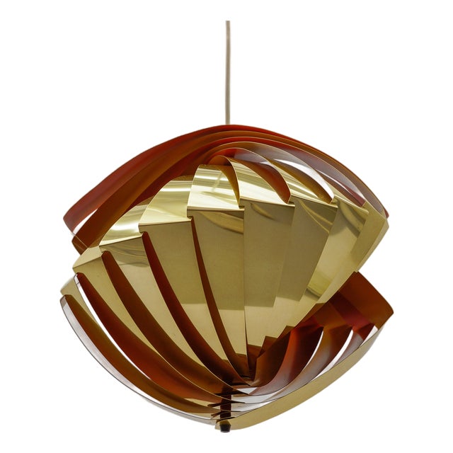 Danish Conch Pendant Lamp in Glass and Metal by Louis Weisdorf for Lyfa, Denmark, 1960s For Sale