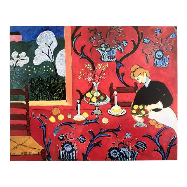Henri Matisse Vintage Postimpressionist Lithograph Print Poster " the Dessert : Harmony in Red " 1908 For Sale