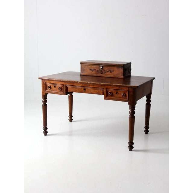 Antique Writing Desk With Letter Box For Sale - Image 9 of 13
