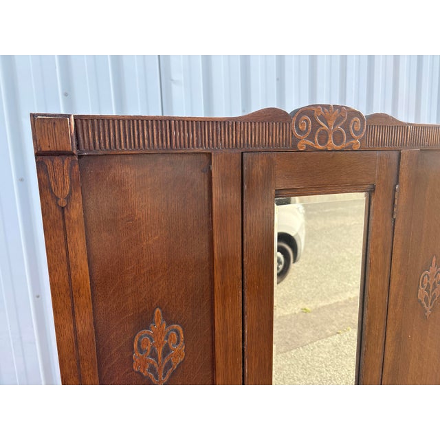 Small Art Nouveau French Wardrobe with Mirror, 1920 For Sale - Image 3 of 14