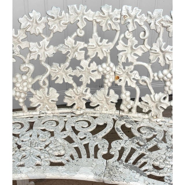 White Vintage Victorian Wrought Iron Grapevine Outdoor Garden Bench For Sale - Image 8 of 10