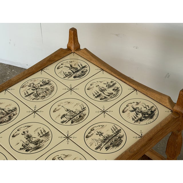 Wood Vintage Danish Oak Tile-Top Bar Trolley by Henning Kjærnulf, 1960s For Sale - Image 7 of 9