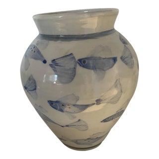 Miranda Thomas Painted Pottery Fish Vase For Sale