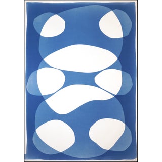 2026, Minimalist Unique Cyanotype , Organic Forms in Blue Tones, Under the Abyss, Monotype on Watercolor Paper For Sale