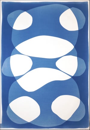 2026, Minimalist Unique Cyanotype , Organic Forms in Blue Tones, Under the Abyss, Monotype on Watercolor Paper