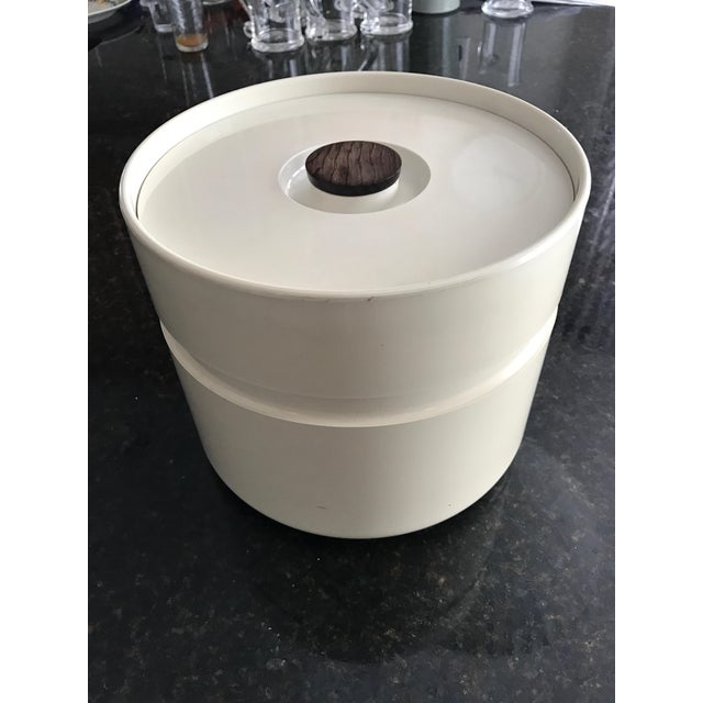 A large vintage ice bucket with an inner removable bucket liner. Unmarked, this bucket is in the style of Heller and has a...
