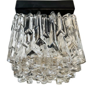 Textured Ice Glass Square Flushmount in the style of Helena Tynell, 1960s For Sale
