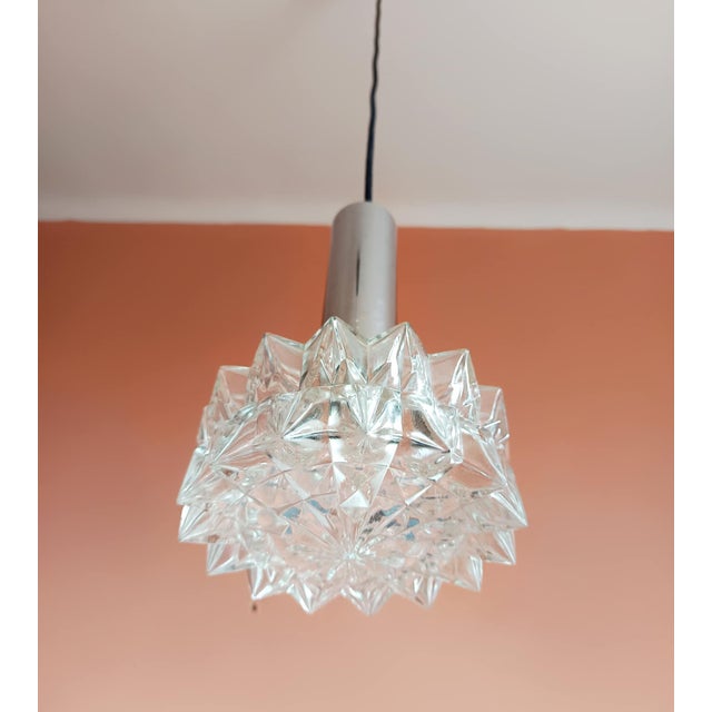 Space Age Chrome and Glass Pendant Light, Germany, 1970s For Sale - Image 4 of 10