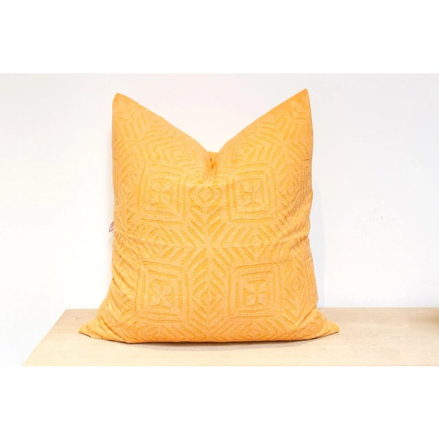 1990s Kaurni Yellow Handmade Pillow Cover For Sale - Image 5 of 6
