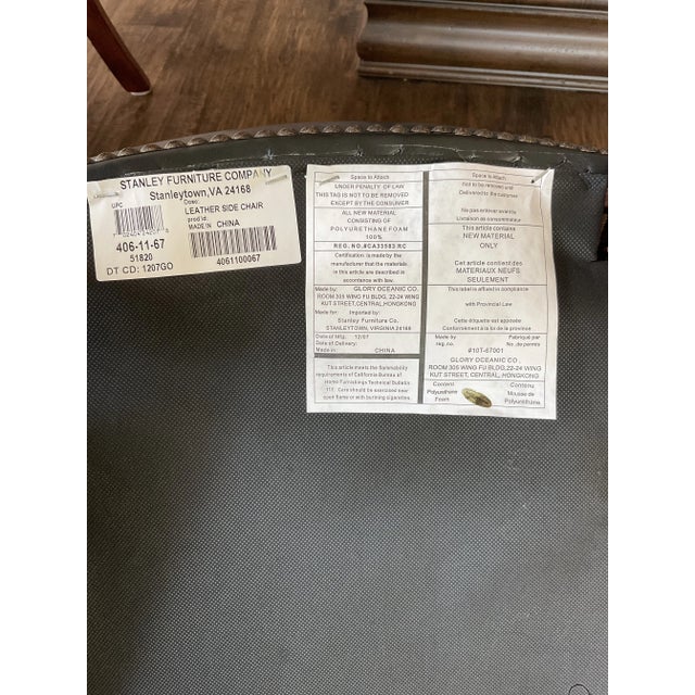 Stanley Leather Tufted Dining Chair With Nail Head Trim- Set of 4 For Sale - Image 9 of 9