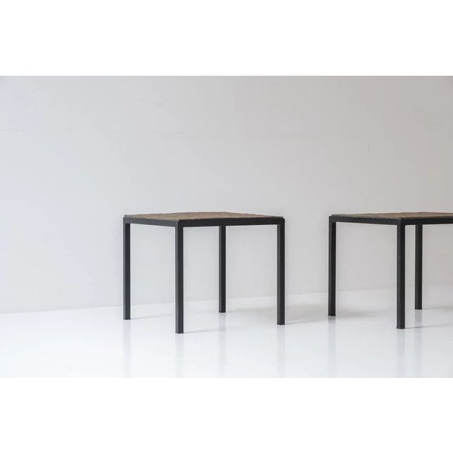 Beige Identical Square Slate Stone Coffee Tables, 1950s, Set of 2 For Sale - Image 8 of 12