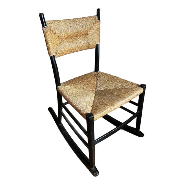 Mid 20th Century Otto Gerdau Rush Seat Rocking Chair- Italian Modern For Sale