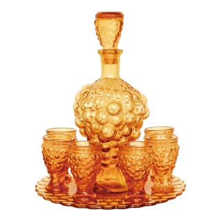 Italian Grape Glass Decanter Set For Sale