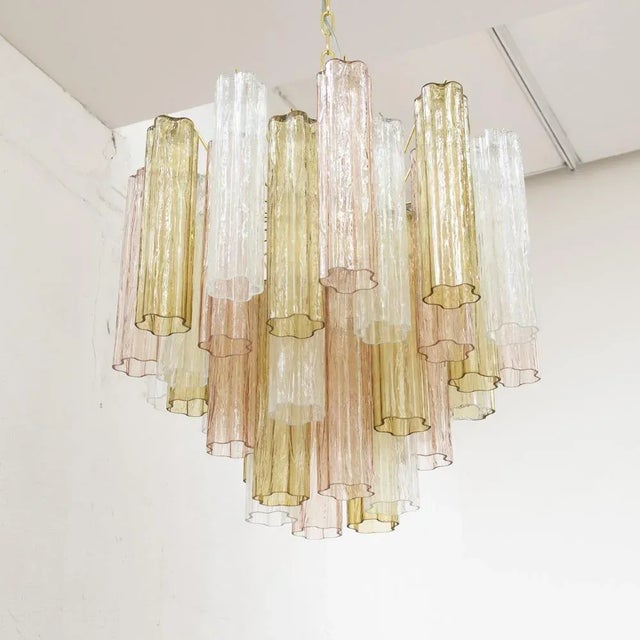 Mid-Century Modern Italian Multicolored Tronchi Murano Glass Chandelier, 1990s For Sale - Image 3 of 13