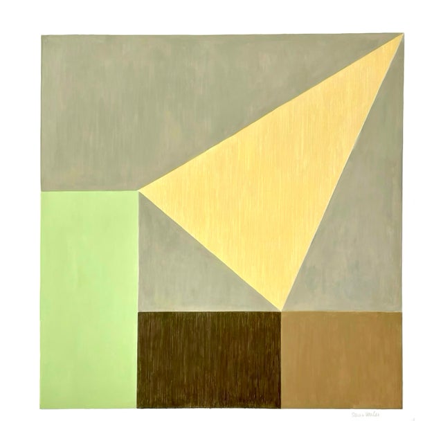 Mixed Media Geometric With Yellow Triangle For Sale