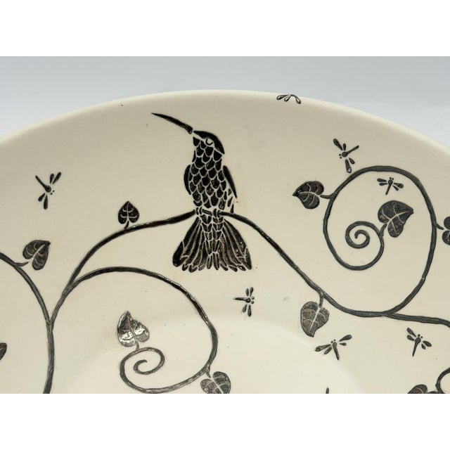 1980s Emilia Castillo Taxco, Pure Silver & Porcelain Hummingbird Serving Bowl For Sale - Image 9 of 18