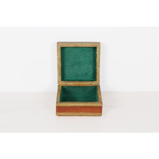 1960's Italian Florentine Gilt Wood Trinket Box With Marble Lid Inset For Sale - Image 4 of 11