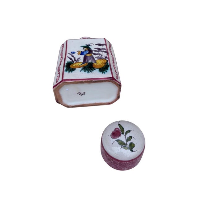 Ceramic French Faience Tea Canister Chinoiserie Emile Tessier Malicorne Circa 1930 For Sale - Image 7 of 7