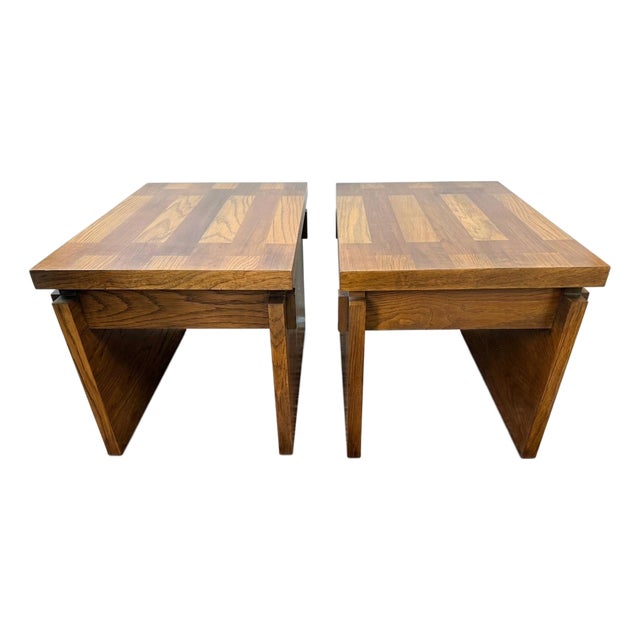 Pair of Mid Century Brutalist Lane Alta Vista End Tables, Nightstands For Sale