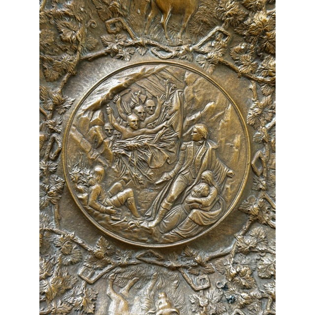 Metal Bronze French Relief Plaque American Indian War Attack For Sale - Image 7 of 8