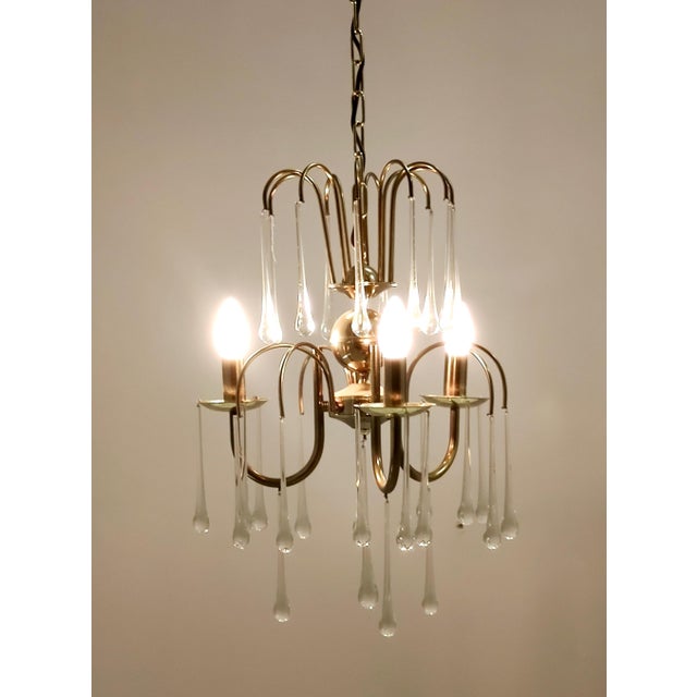 Vintage Italian Murano Glass Teardrop Chandelier from Venini, 1970s For Sale - Image 9 of 17