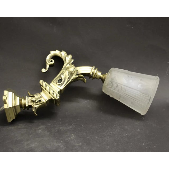 Art Deco Wall Lights with Bronze Mount from Muller Frères, 1920s, Set of 2 For Sale - Image 3 of 8