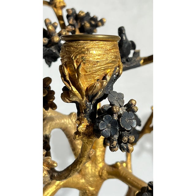 Exceptional 19th Century French Gilt and Silvered Bronze Candelabras - A Pair For Sale - Image 9 of 12