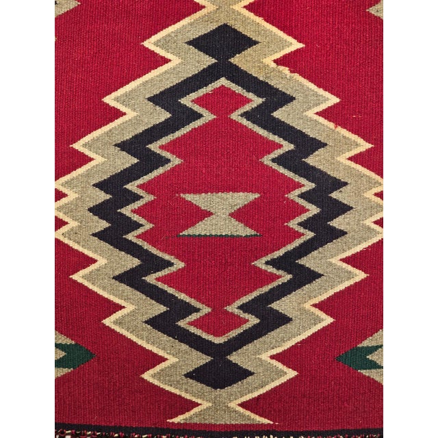 Native American Vintage American Navajo Rug, Storm Pattern, Wool & Cotton, Southwestern Rug, 2x3 For Sale - Image 3 of 7
