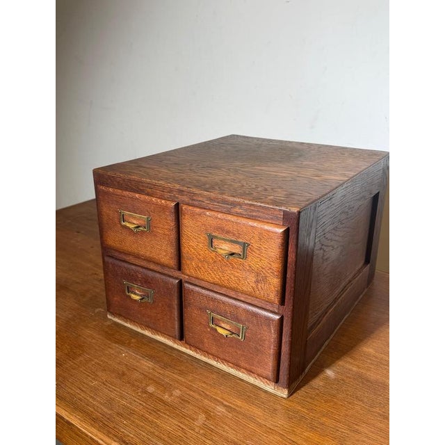 Wood Small Desk Filing Cabinet in Oak For Sale - Image 7 of 7