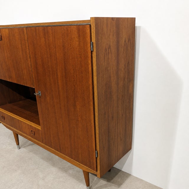 Wood Mid-Century Highboard with Bar and Writing Compartment, 1960s For Sale - Image 7 of 12